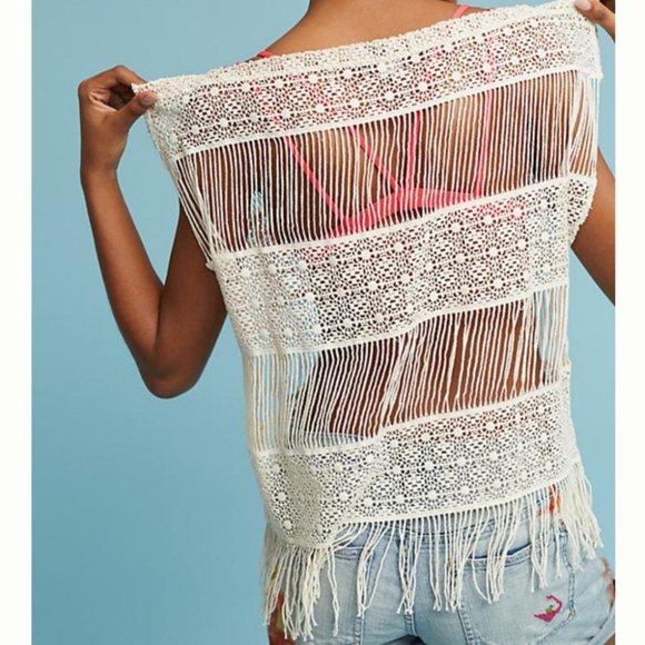 Anthropologie  (Callahan) Tops - Anthro Cream Callahan Crochet Top Cover-up